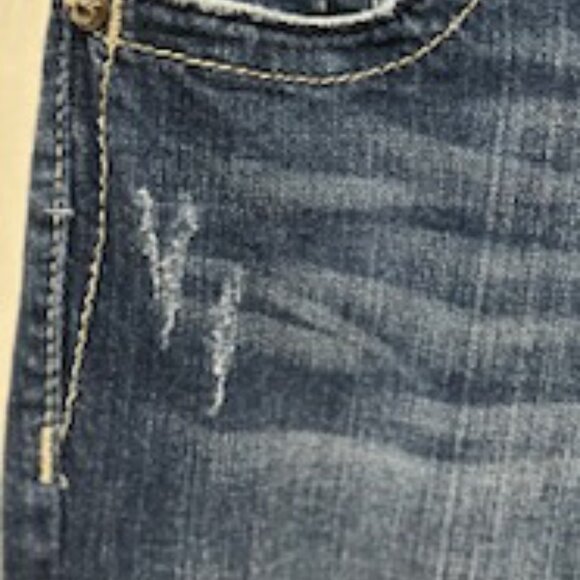 RARE MISS ME JEANS; LOW RISE  BOOTCUT EMBELLISHED SEQUIN SPLIT  WINGS  POCKETS - Picture 9 of 16